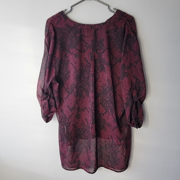 George Sheer high-low Quarter Button Top sz XL - Picture 2 of 5